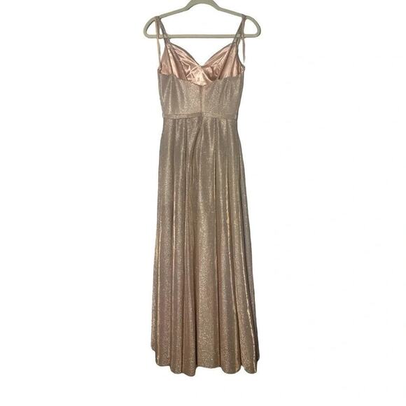Dancing Queen Rose Gold Sleeveless Sweep Train V-neck Long Gown Size Small - Picture 9 of 16